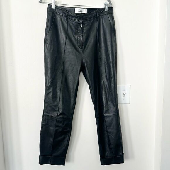 VICTORIA BECKHAM Lamb Leather Straight Leg Pants 8 - Picture 2 of 11
